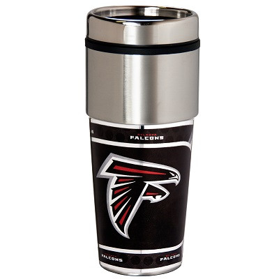 Atlanta Falcons 16  oz. Stainless Steel Travel Tumbler Metallic Graphics