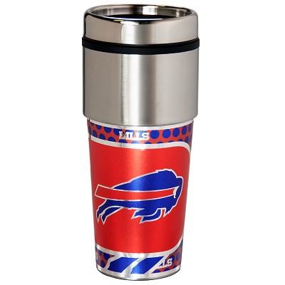 Buffalo Bills 16  oz. Stainless Steel Travel Tumbler Metallic Graphics