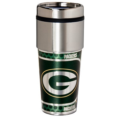 Green Bay Packers 16  oz. Stainless Steel Travel Tumbler Metallic Graphics
