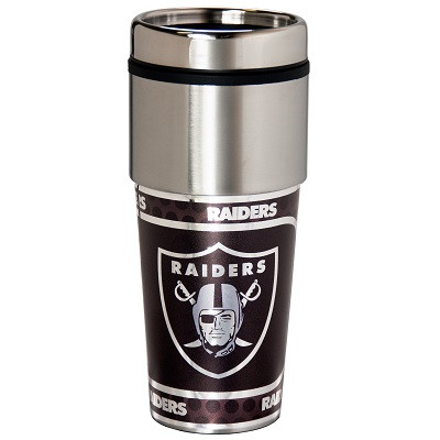 Las Vegas Raiders 16  oz. Stainless Steel Travel Tumbler Metallic Graphics