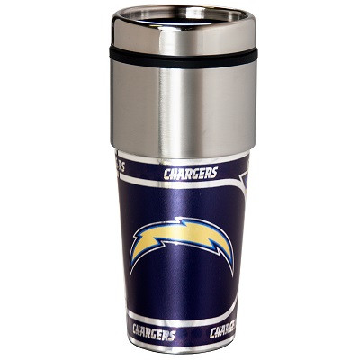 Los Angeles Chargers 16  oz. Stainless Steel Travel Tumbler Metallic Graphics