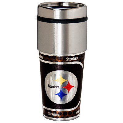 Pittsburgh Steelers 16  oz. Stainless Steel Travel Tumbler Metallic Graphics