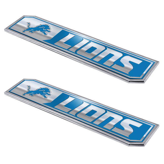 Detroit Lions Embossed Truck Emblem 2-pk Primary Logo & Wordmark Blue