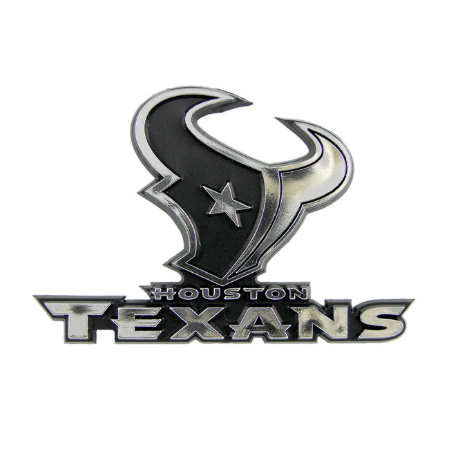 Houston Texans Molded Chrome Plastic Emblem Bull Head Primary Logo & Wordmark