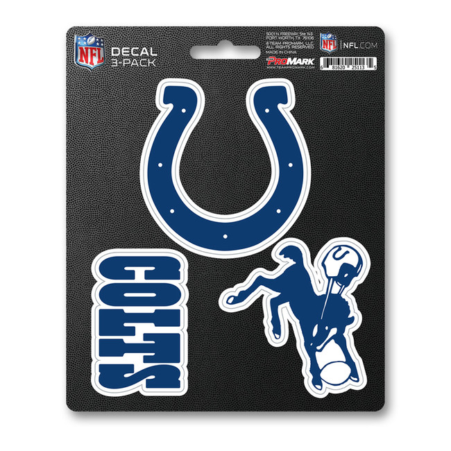 Indianapolis Colts Decal 3-pk 3 Various Logos / Wordmark Green, Yellow