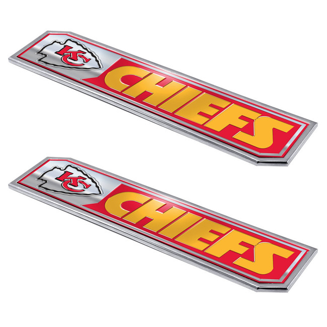 Kansas City Chiefs Embossed Truck Emblem 2-pk Primary Logo & Wordmark Red
