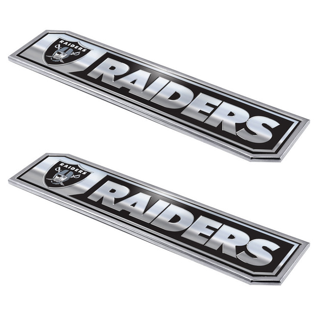Las Vegas Raiders Embossed Truck Emblem 2-pk Primary Logo & Wordmark Black