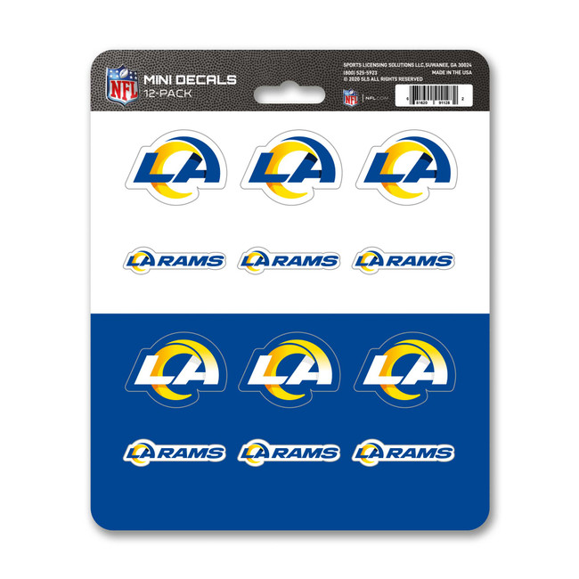 Los Angeles Rams Mini Decal 12-pk 12 Various Logos / Wordmark Blue