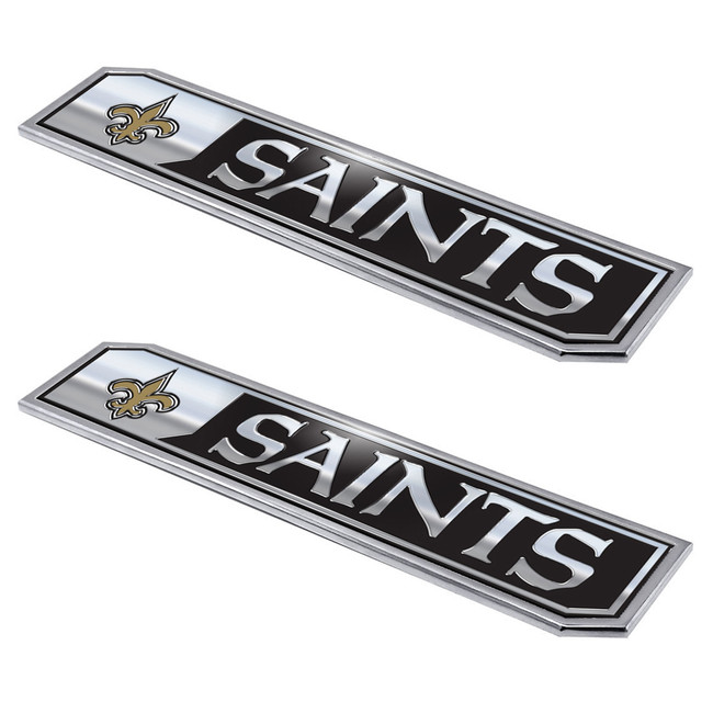 New Orleans Saints Embossed Truck Emblem 2-pk Primary Logo & Wordmark Black
