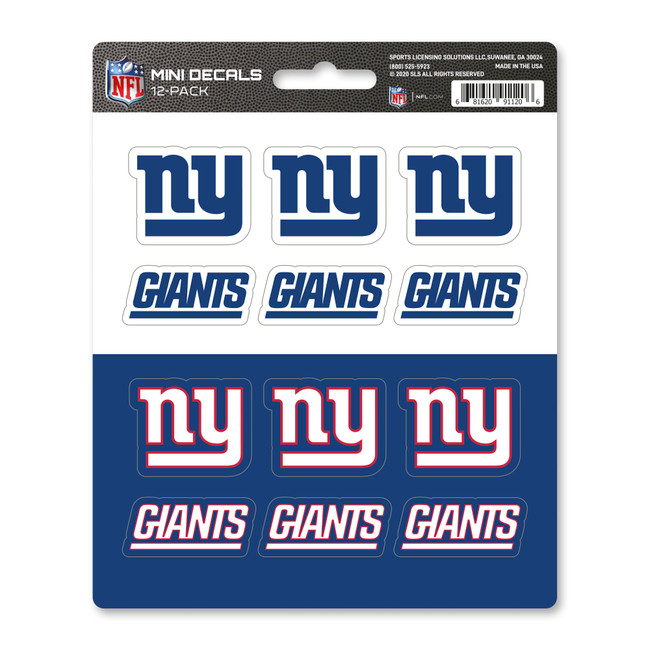 New York Giants Mini Decal 12-pk 12 Various Logos / Wordmark Dark Blue