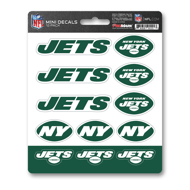 New York Jets Mini Decal 12-pk 12 Various Logos / Wordmark Green