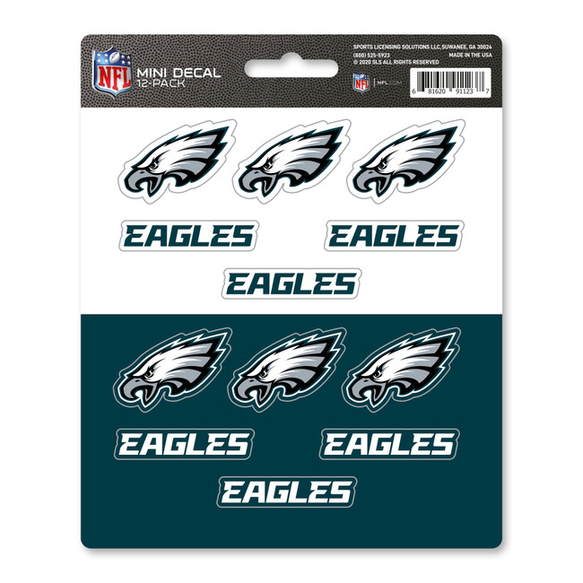 Philadelphia Eagles Mini Decal 12-pk 12 Various Logos / Wordmark Green