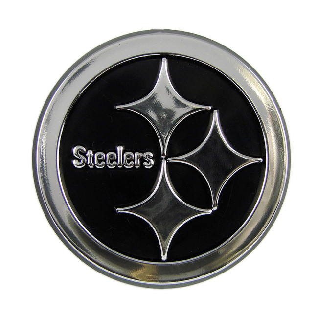 Pittsburgh Steelers Molded Chrome Plastic Emblem Circular Steelers Primary Logo