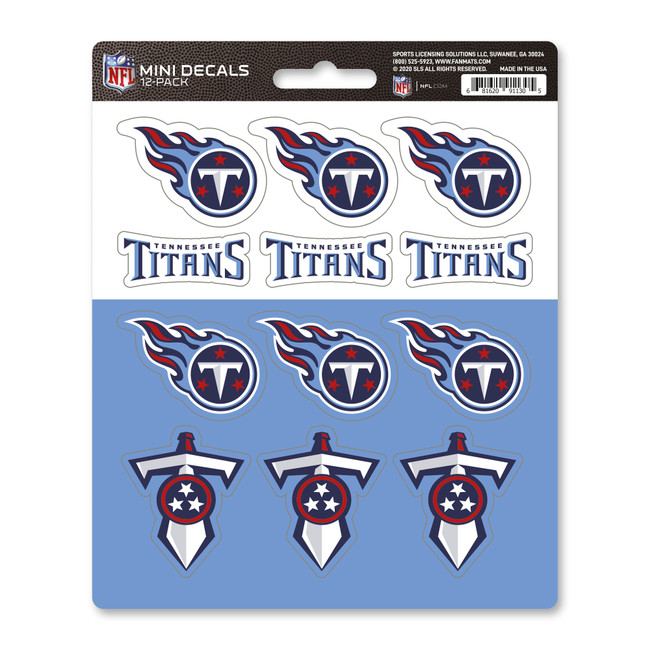 Tennessee Titans Mini Decal 12-pk 12 Various Logos / Wordmark Blue, Red