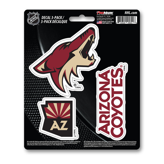 Arizona Coyotes Decal 3-pk 3 Various Logos / Wordmark