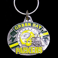 Green Bay Packers Oval Carved Metal Key Chain
