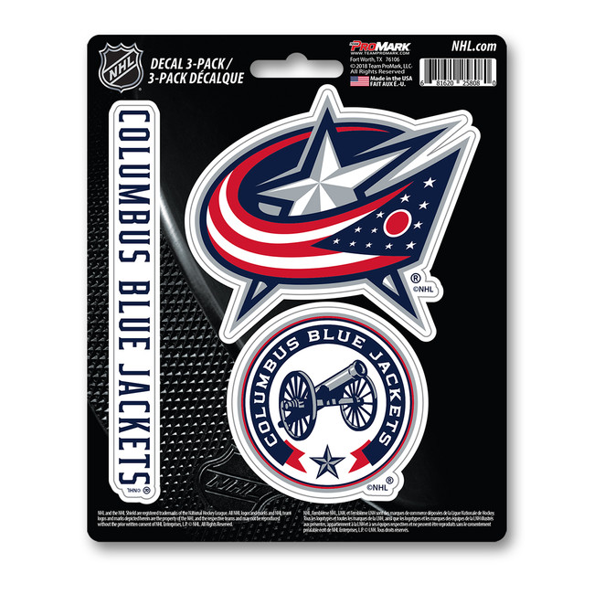 Columbus Blue Jackets Decal 3-pk 3 Various Logos / Wordmark