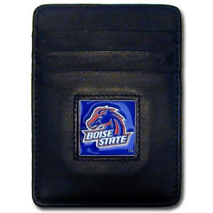 Boise St. Broncos Leather Money Clip/Cardholder Packaged in Gift Box