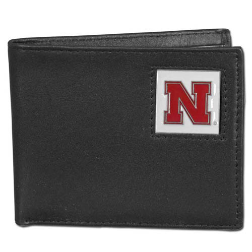 Nebraska Cornhuskers Leather Bi-fold Wallet Packaged in Gift Box