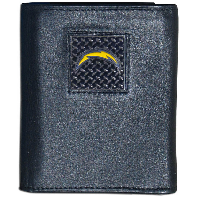 Los Angeles Chargers Gridiron Leather Tri-fold Wallet Packaged in Gift Box