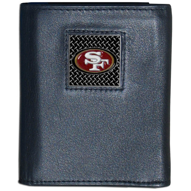 San Francisco 49ers Gridiron Leather Tri-fold Wallet Packaged in Gift Box