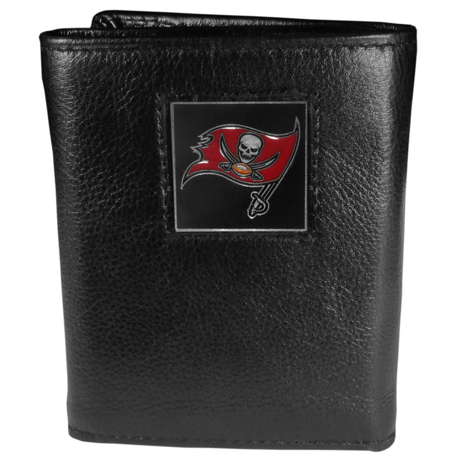 Tampa Bay Buccaneers Deluxe Leather Tri-fold Wallet Packaged in Gift Box
