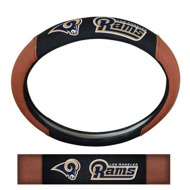 Los Angeles Rams Sports Grip Steering Wheel Cover Primary Logo and Wordmark Tan & Black