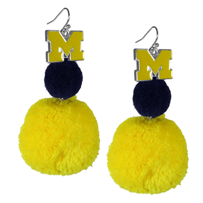 Michigan Wolverines Pom Pom Earrings