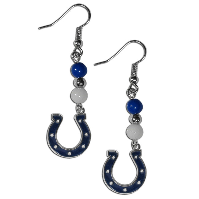 Indianapolis Colts Fan Bead Dangle Earrings