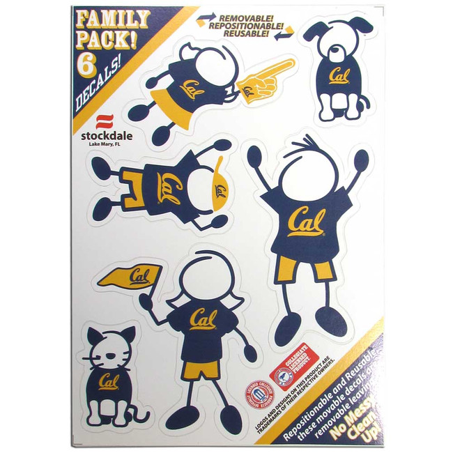 Show off your team pride with our Cal Berkeley Bears family automotive decals. The set includes 6 individual family themed decals that each feature the team logo. The 5 x 7 inch decal set is made of outdoor rated, repositionable vinyl for durability and easy application.