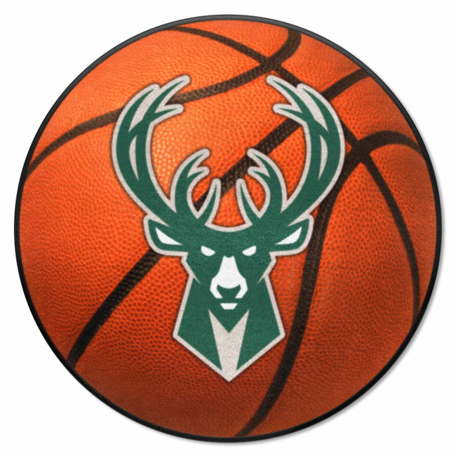 Milwaukee Bucks Basketball Rug - 27in. Diameter Buck Head Primary Logo