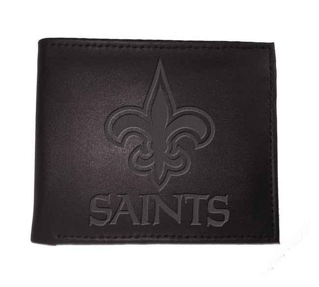 New Orleans Saints Leather Blackout Bi-fold Wallet