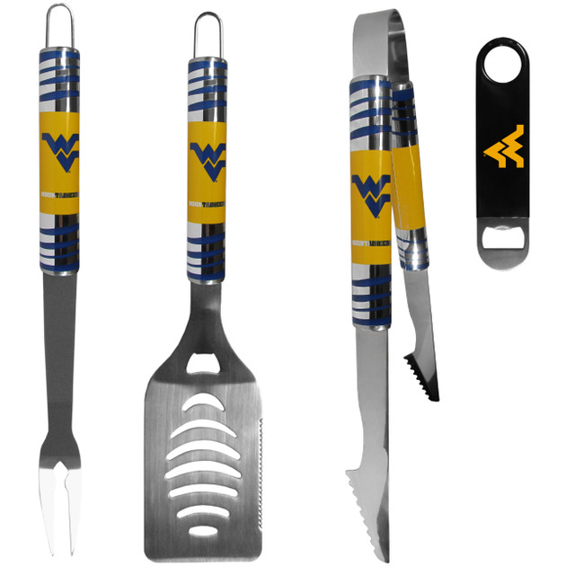 W. Virginia Mountaineers 3 pc BBQ Set and Bottle Opener