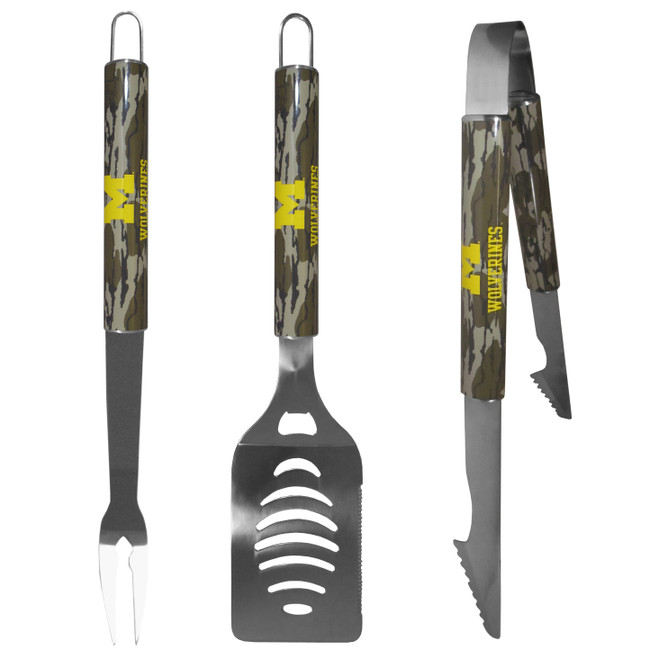 Michigan Wolverines 3 pc BBQ Set w/Mossy Oak Camo