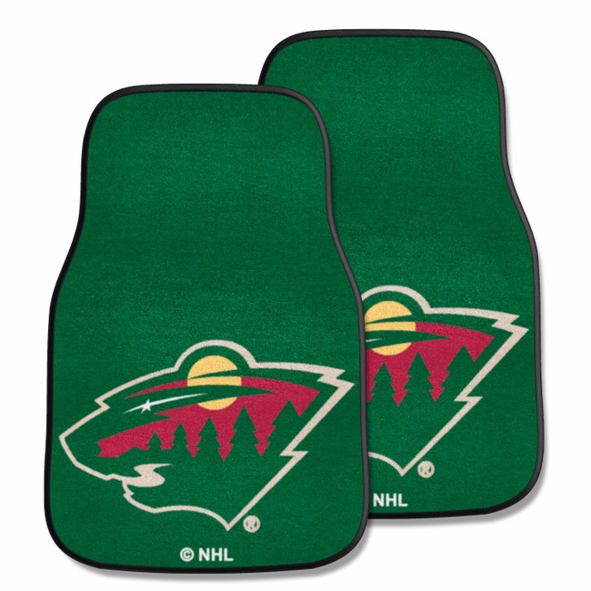 Minnesota Wild Front Carpet Car Mat Set - 2 Pieces Wild Head Primary Logo