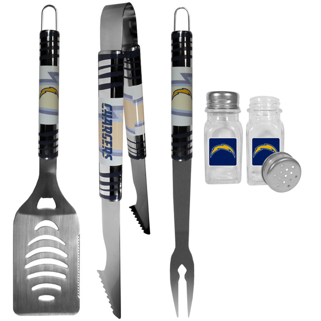 Los Angeles Chargers 3 pc Tailgater BBQ Set and Salt and Pepper Shakers