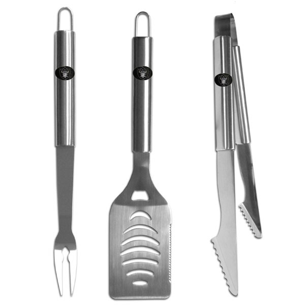 Las Vegas Raiders 3 pc Stainless Steel BBQ Set
