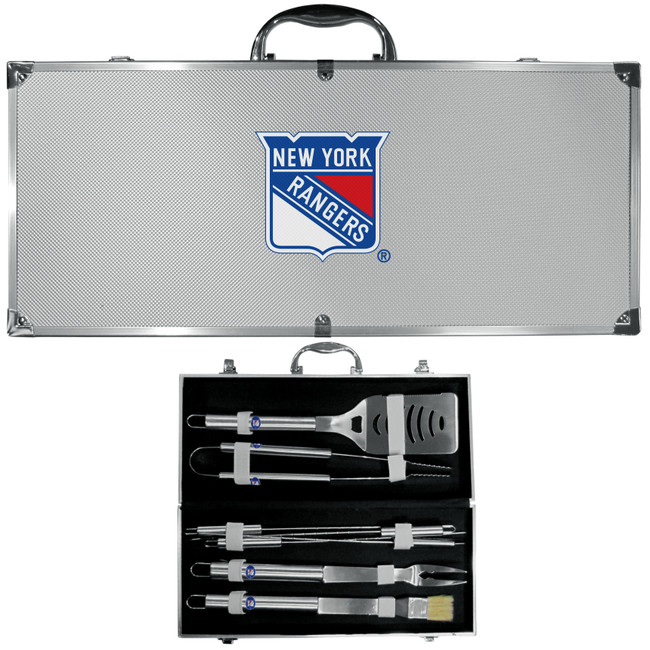 New York Rangers® 8 pc Stainless Steel BBQ Set w/Metal Case