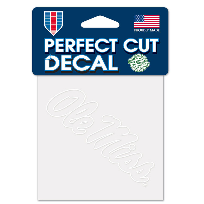 Mississippi Rebels Decal 4x4 Perfect Cut White
