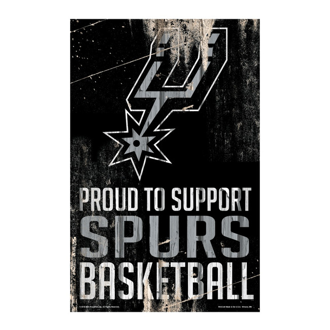 San Antonio Spurs Sign 11x17 Wood Proud to Support Design