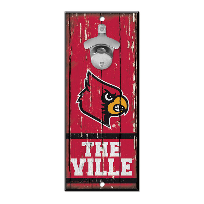 Louisville Cardinals Sign Wood 5x11 Bottle Opener
