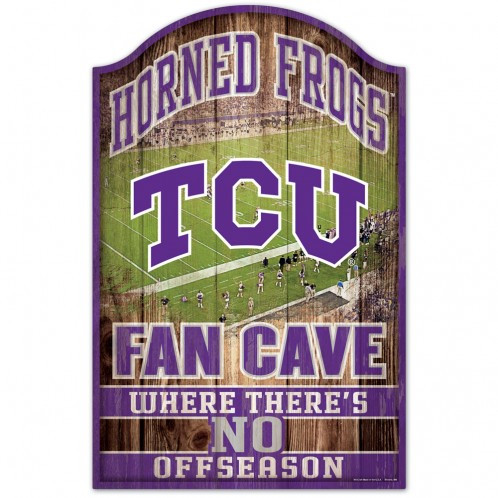 TCU Horned Frogs Sign 11x17 Wood Fan Cave Design