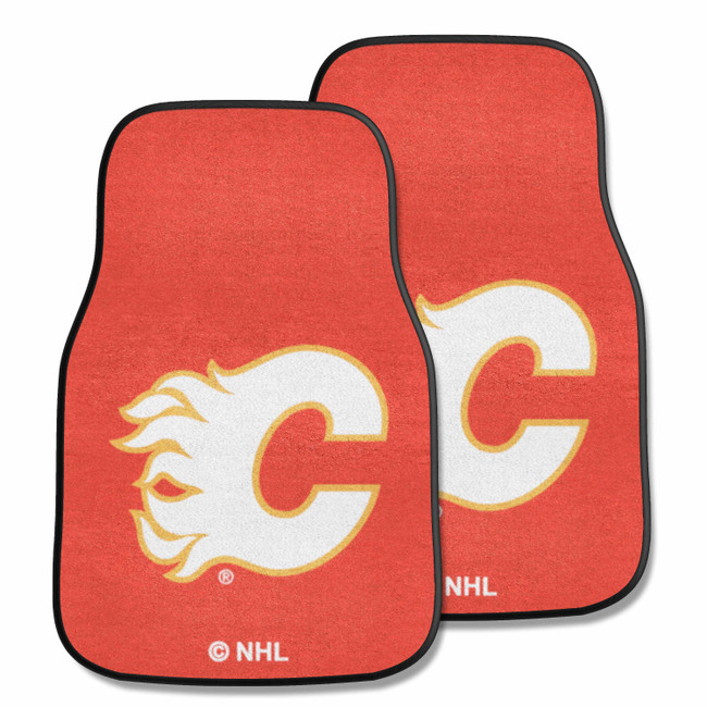 Calgary Flames Front Carpet Car Mat Set - 2 Pieces Flaming C Primary Logo
