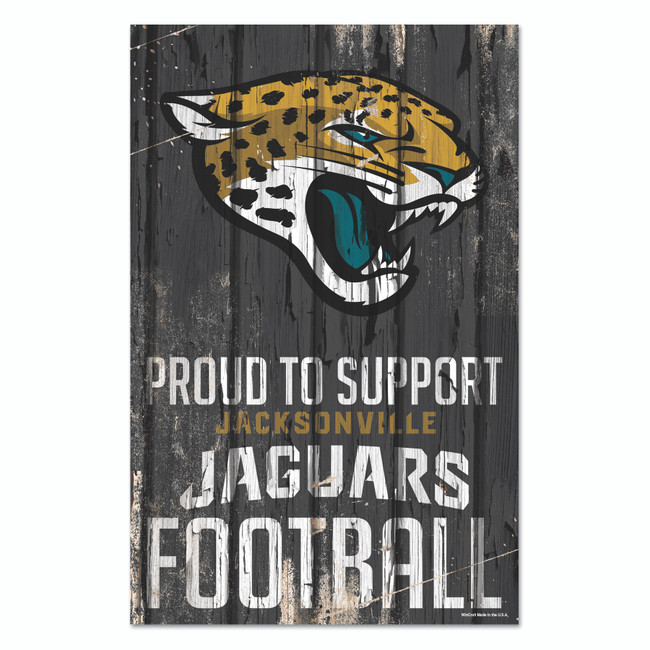Jacksonville Jaguars Sign 11x17 Wood Proud to Support Design