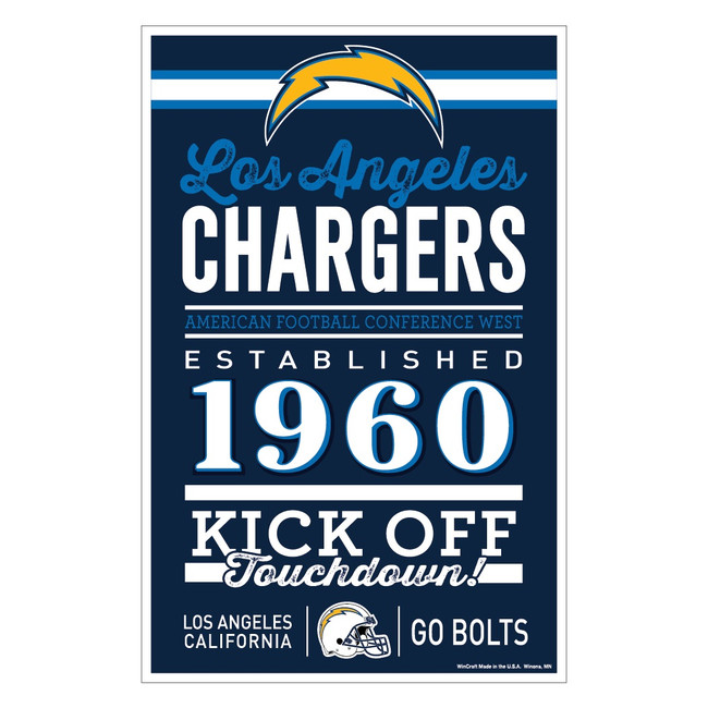 Los Angeles Chargers Sign 11x17 Wood Established Design