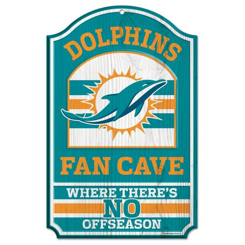 Miami Dolphins Wood Sign - 11"x17" Fan Cave Design