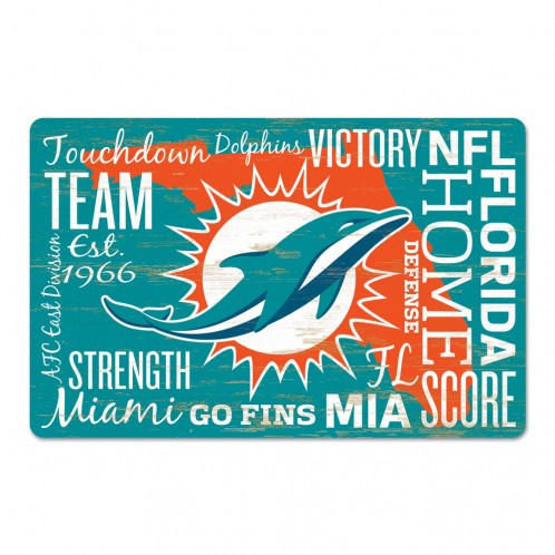 Miami Dolphins Sign 11x17 Wood Wordage Design