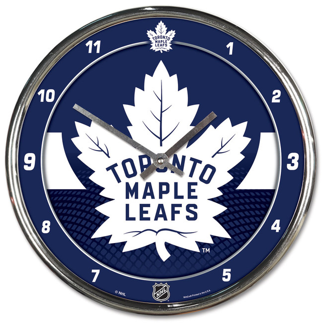 Toronto Maple Leafs Clock Round Wall Style Chrome