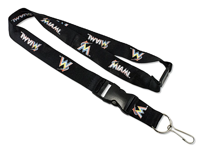 Miami Marlins Lanyard Keychain ID Holder MLB Fan Accessory Black