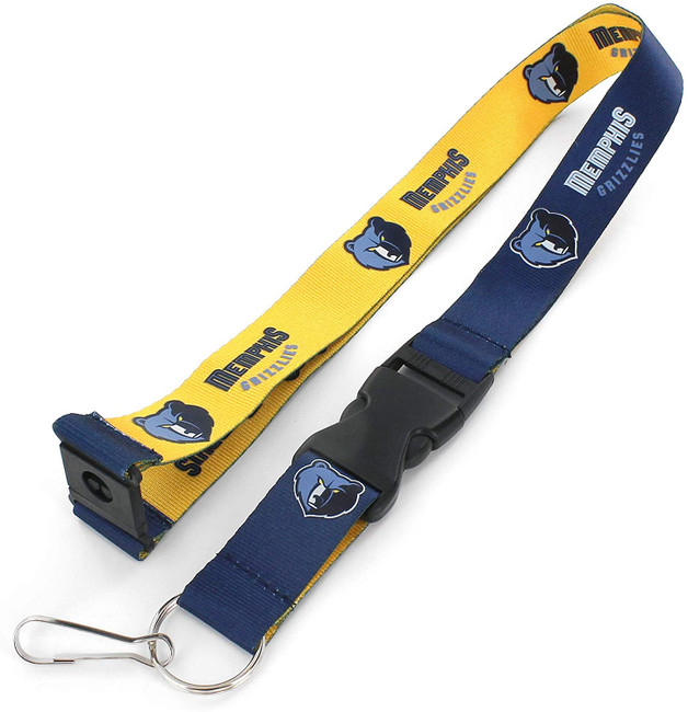 Memphis Grizzlies Lanyard Keychain ID Holder NBA Fan Accessory Reversible Blue and Yellow